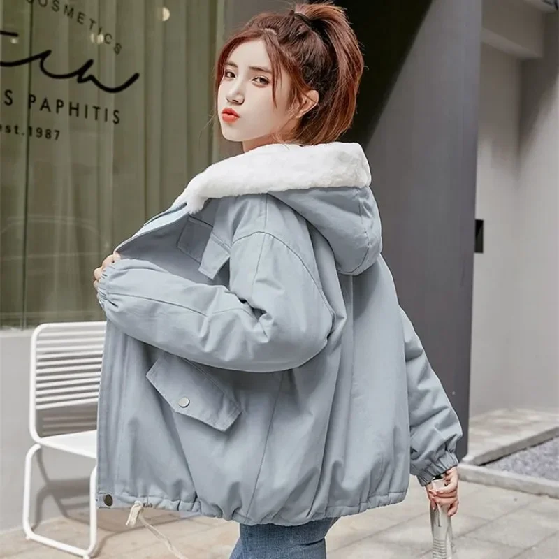 

Solid Color Winter Parkas Down Cotton Jacket Warm Women Loose Padded Coat Female Solid Thickening Puffer Parkas Jackets