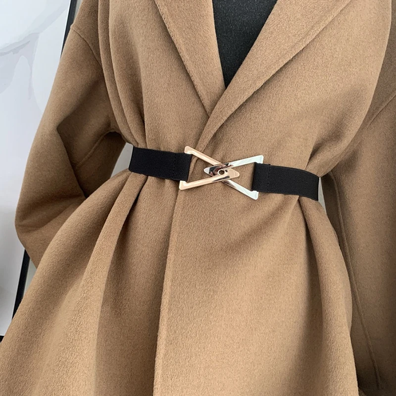 

Korean New Triangle Buckle Elastic Belt Decorative Coat Dress Waistband Woman Adjustable Belt