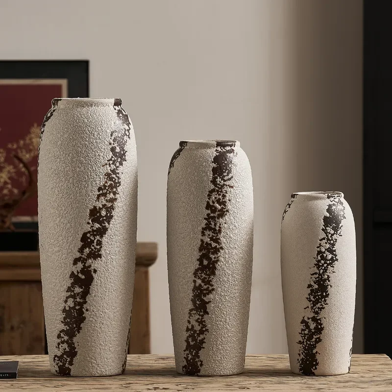 for New Chinese Style Floor to Ceiling Ceramic Vase Home Soft Decoration Model Room Hotel Dried Flower Ornament Flower Ware