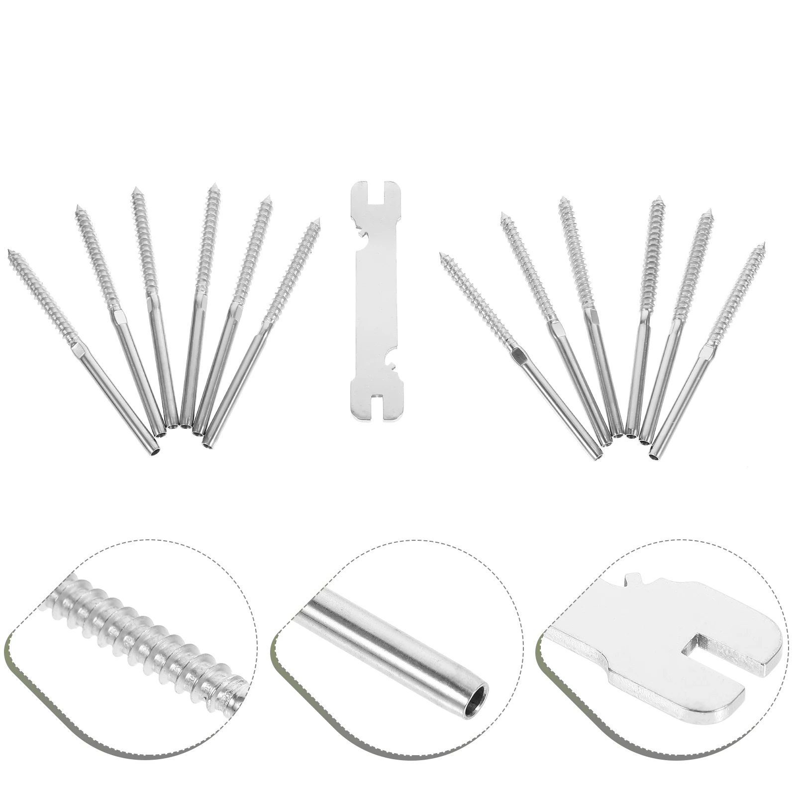 

12pcs H Thread Lag Thread Stainless Steel Screws Lag Screws Cable Railing Kit Hardware Set for Wood Post