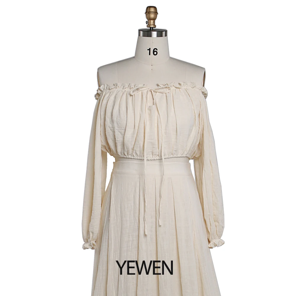 2 Pieces Set Elegant Off The Shoulder Maternity Photography Dresses Adjustable Waist Photo Shoot Gown YEWEN 2021 YD22106