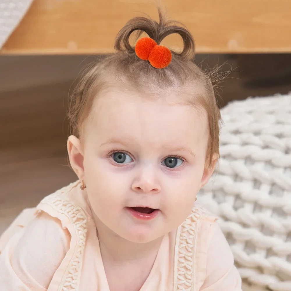 6/12 Stuks Kleurrijke Dubbele Pluche Bal Elastische Haarbanden Voor Kinderen Meisjes Haar Touwen Stropdassen Paardenstaart Hoofddeksels Kinderen