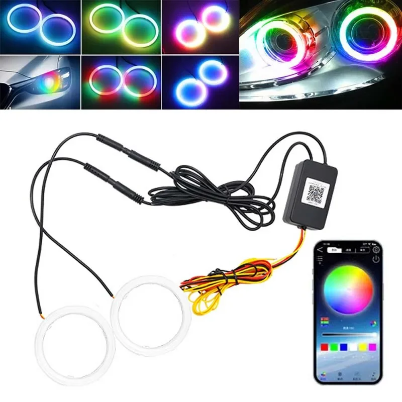 

2 шт. хлопковый светильник LED Angel Eyes RGB Halo Ring Devil Eye Bluetooth APP Control для Angel Eyes скутера автомобиля мотоцикла DRL лампы