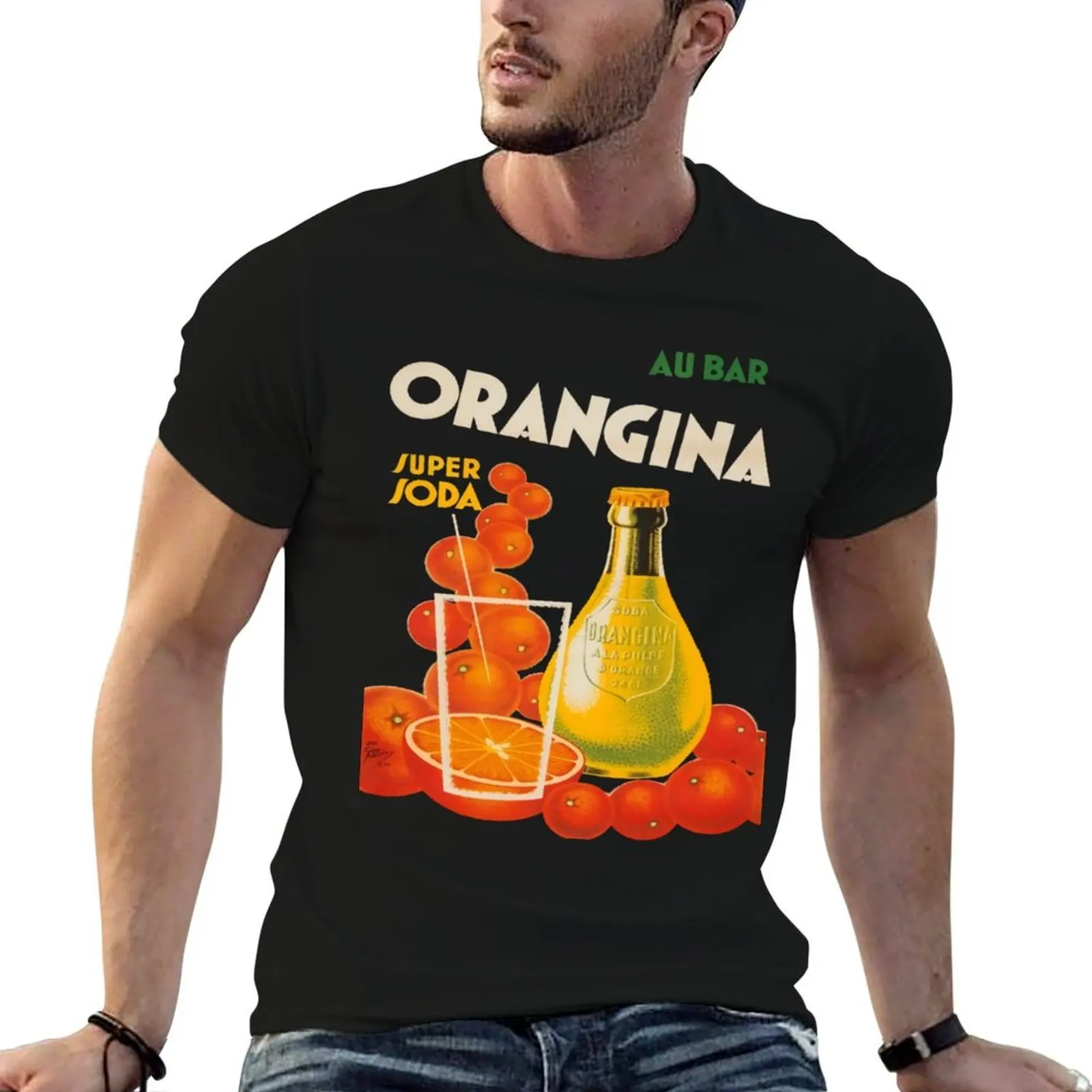 

Cocktail Poster Orangina Super Soda Au Bar T-Shirt t shirt man casual mens graphic t shirts man t shirt heavy cotton T-shirt