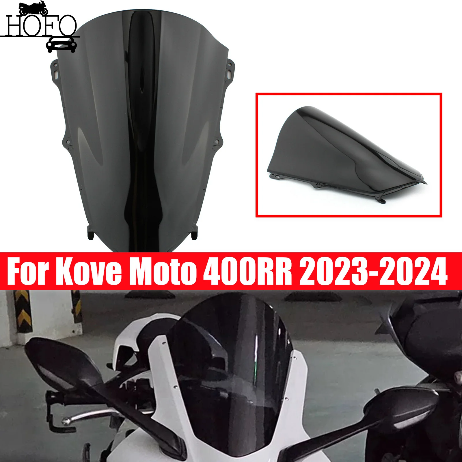 

Motorcycle Windscreen Screen Wind Screen Double Bubble Windshield Wind Deflectors For Kove Moto 400RR 2023-2024