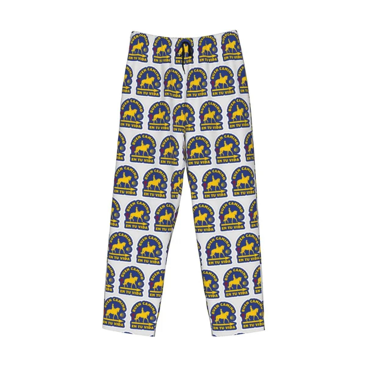 

Custom Yellow Camino De Santiago Scallop Shell Pajama Pants Men Sleepwear Sleep Lounge Bottoms with Pockets