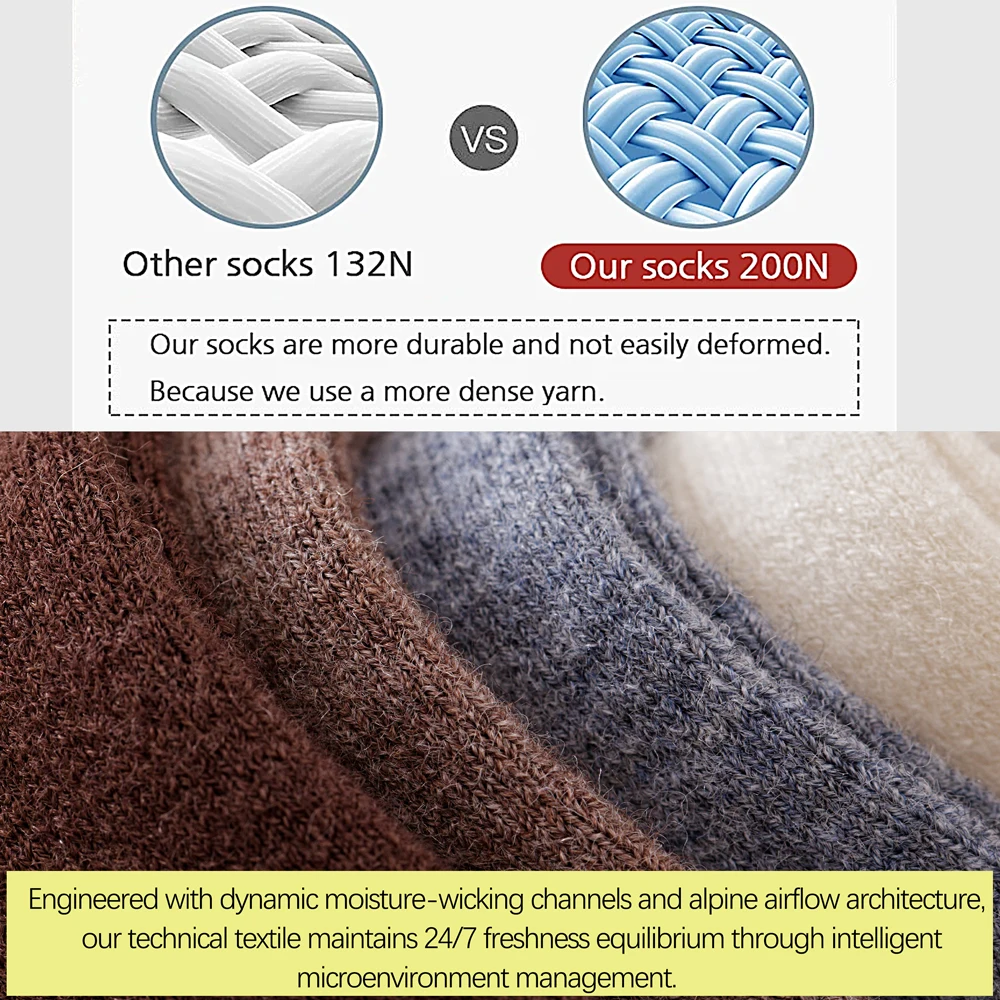 1/3 Paar 100% Merinowolle Crew-Socken für Damen, Ultra Weiche Warme Thermosocken, Nahtlose Zehenpartie, Schwangerschafts- und Erholungssocken, Wintergeschenk – Detail 8