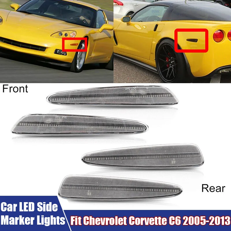 4Pcs/set LED Lights Auto Front Rear Side Marker Light Fit For Chevrolet Corvette C6 2005-2013 Led Signal Lamps Car Accessories