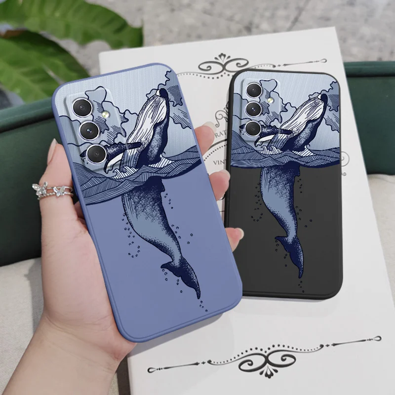 Whale Jumping Case For Samsung Galaxy A54 A34 A24 A16 A06 A14 A15 A25 A35 A55 A04 A73 A53 A33 A23 A13 A72 A52 A32 A22 A12 4G 5G