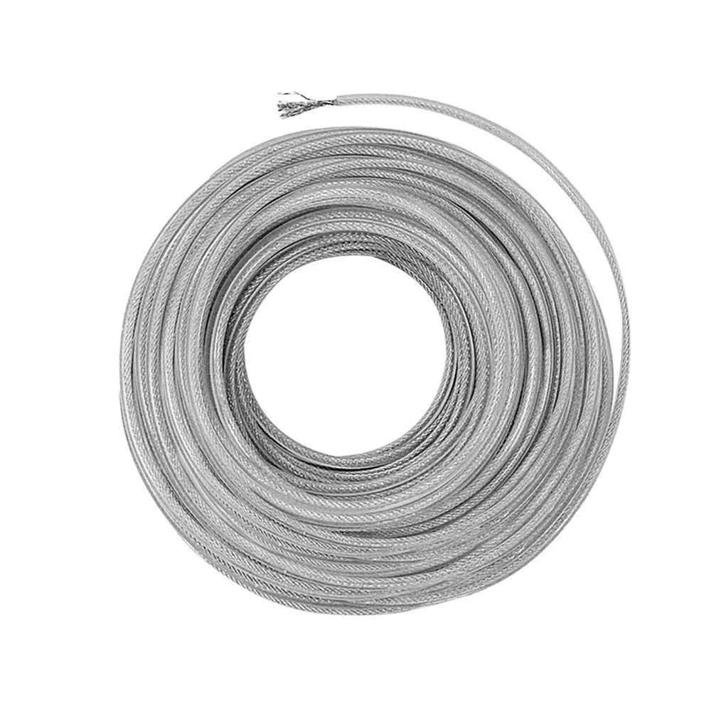 Fil d\'Acier en Nylon de 3mm x 15m, Corde de Débroussailleuse Ronde de Remplacement pour Tondeuse à Gazon, Outils de Jardin