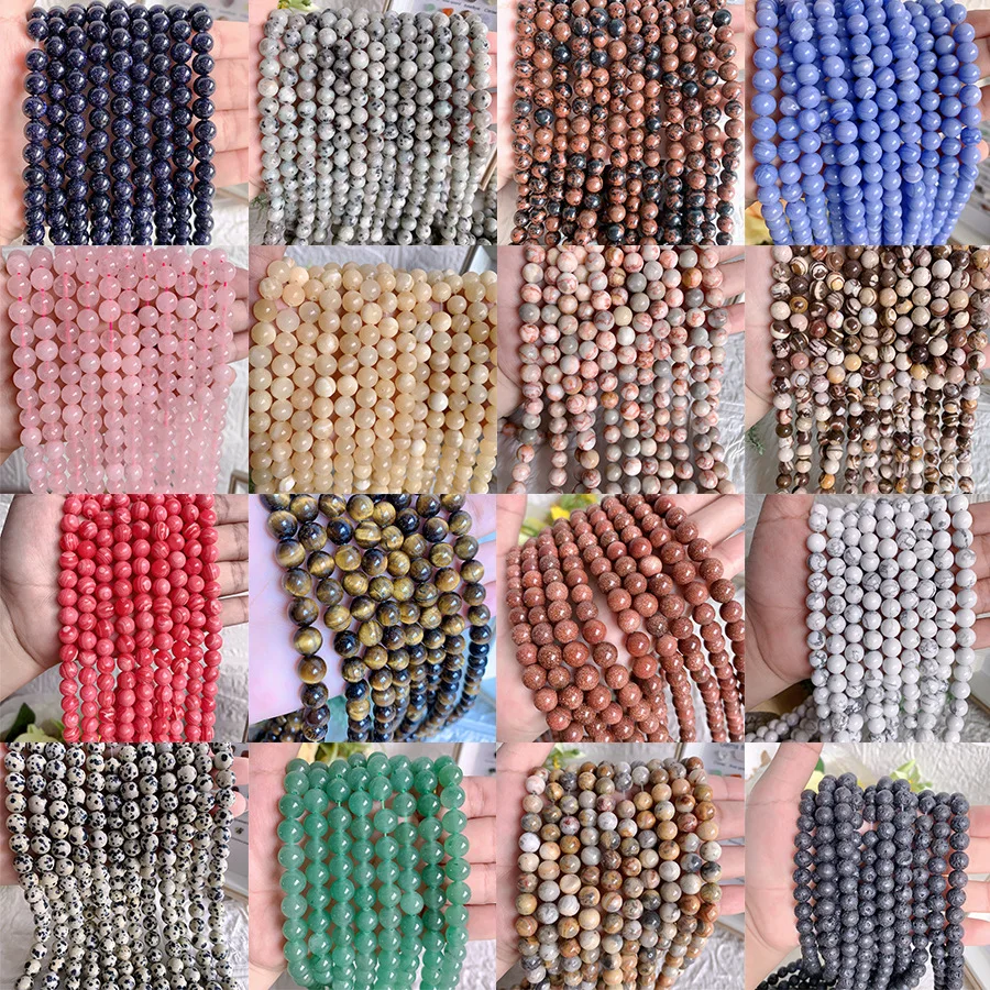 1 String 4mm/6mm/8mm/10mm batu akik Jasper batu alam manik bulat 15 "Pilih ukuran untuk membuat perhiasan DIY gelang kalung