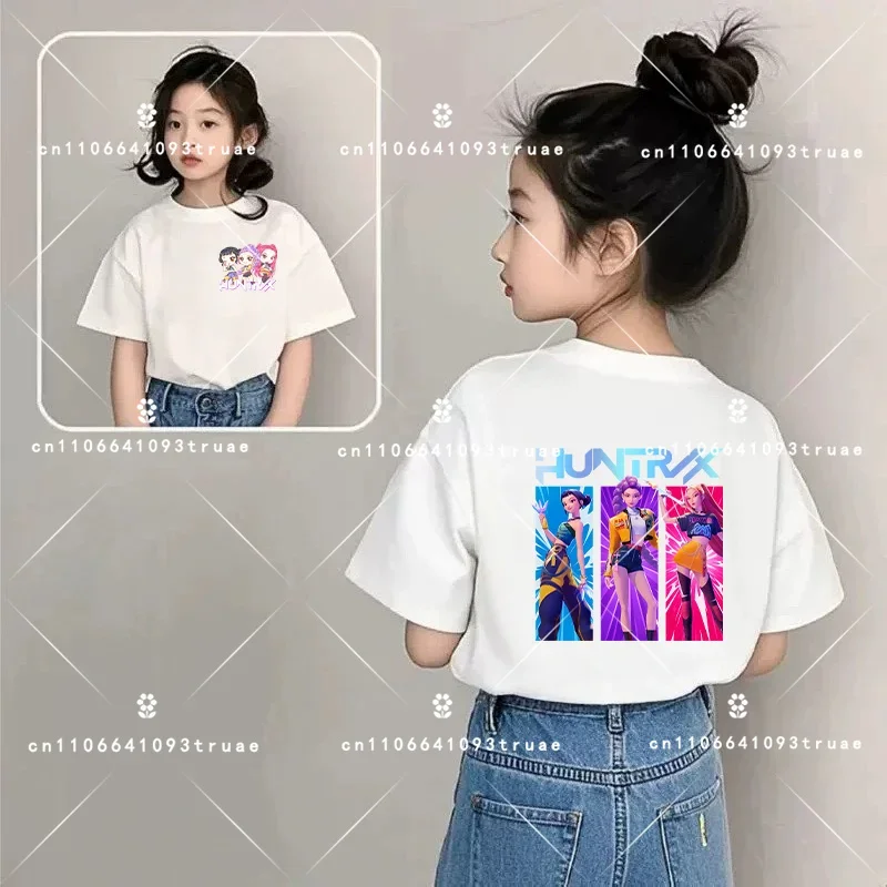 

New Summer T-Shirt Loose Clothing Kpop Demon Hunters 1-12 Years Old Gift Children's Short-Sleeved Girls' Sports Shirt Casual Top