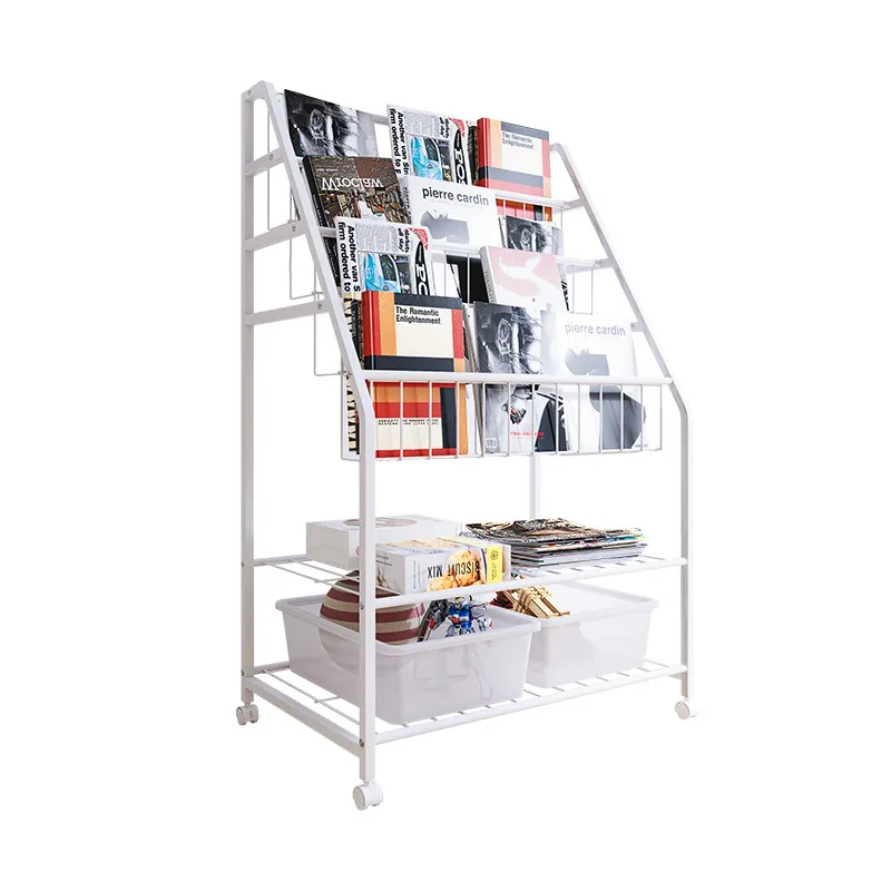 Metal Display Racks Office Library Bookshelf Best Design Creative Carton Iron Customized Logo School Living Room Furniture 5pcs