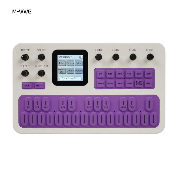 M-VAVE FM-1 Portable FM Synthesizer 27 Key Silicone Keyboard Bluetooth MIDI Built In Speaker 12h Battery For Music Production