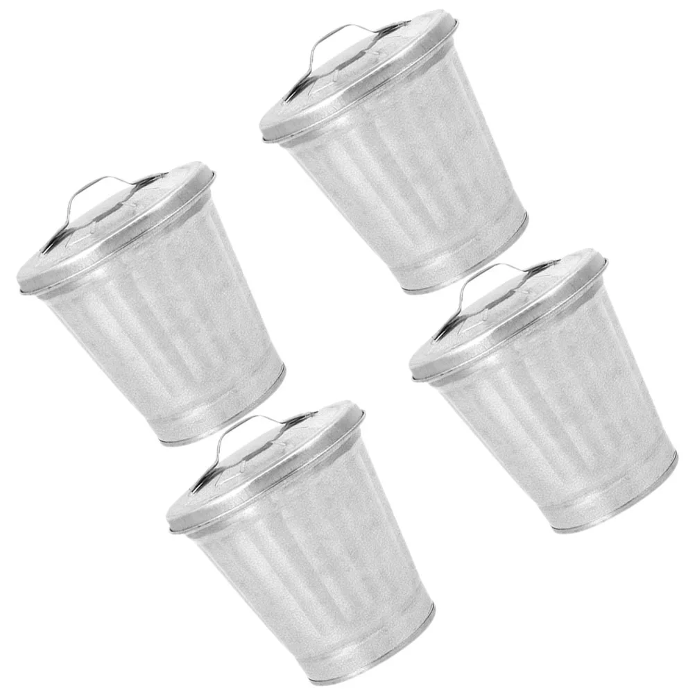 

Набор из 4 мини-мусорных баков для стола с крышкой, маленькие металлические контейнеры для мусора для дома и офиса, для хранения пакетов, перчаток, носков, полотенец