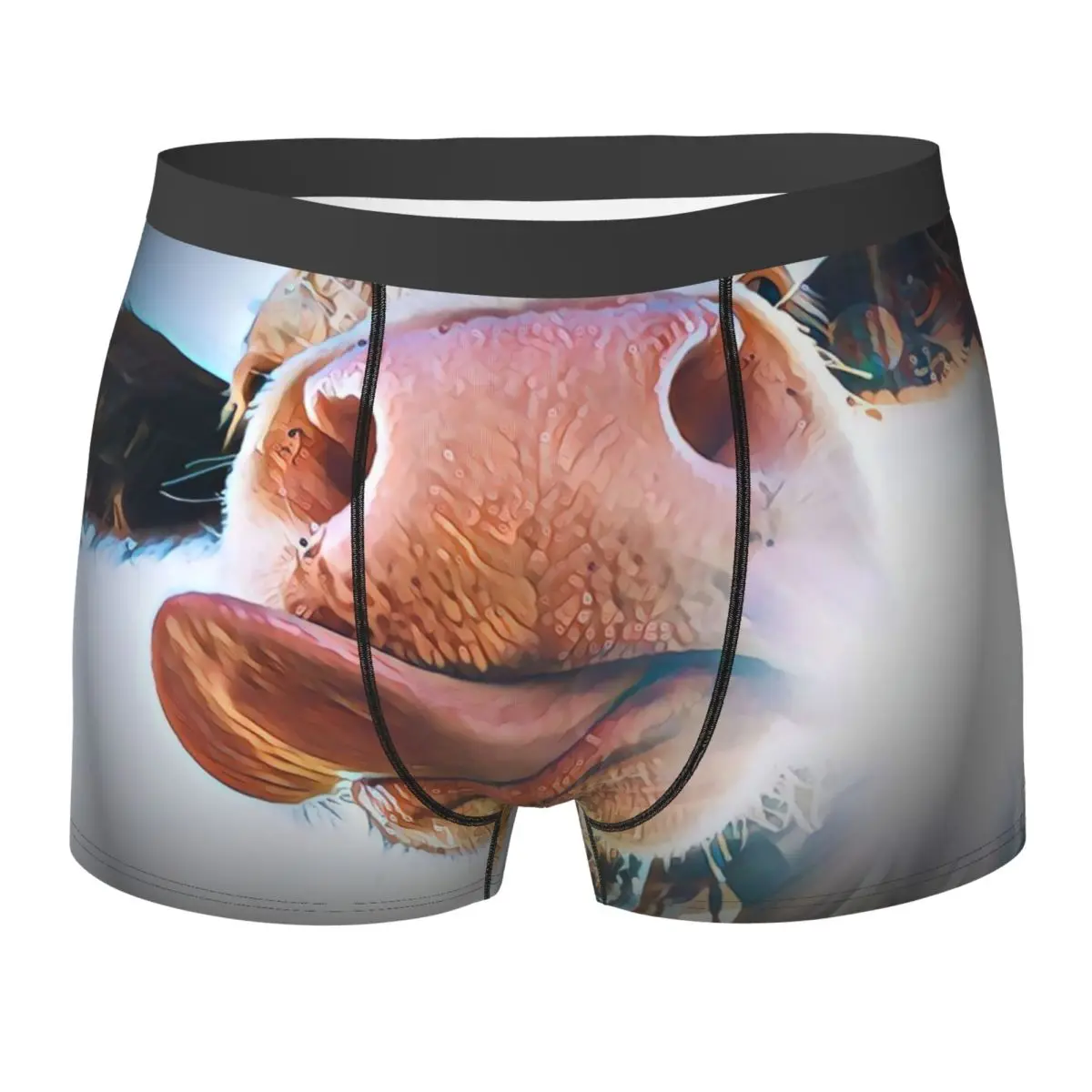 복서 팬티 반바지 추상 암소 예술 암소 혀 팬티 남자 옴므 남자 남자 친구 선물을위한 속옷 환기