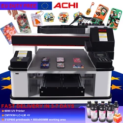 UV DTG Printer A1 6090 Automatic Flatbed 3PC XP600 Rotary Varnish Printing Rotary axis included 8*500ml ink