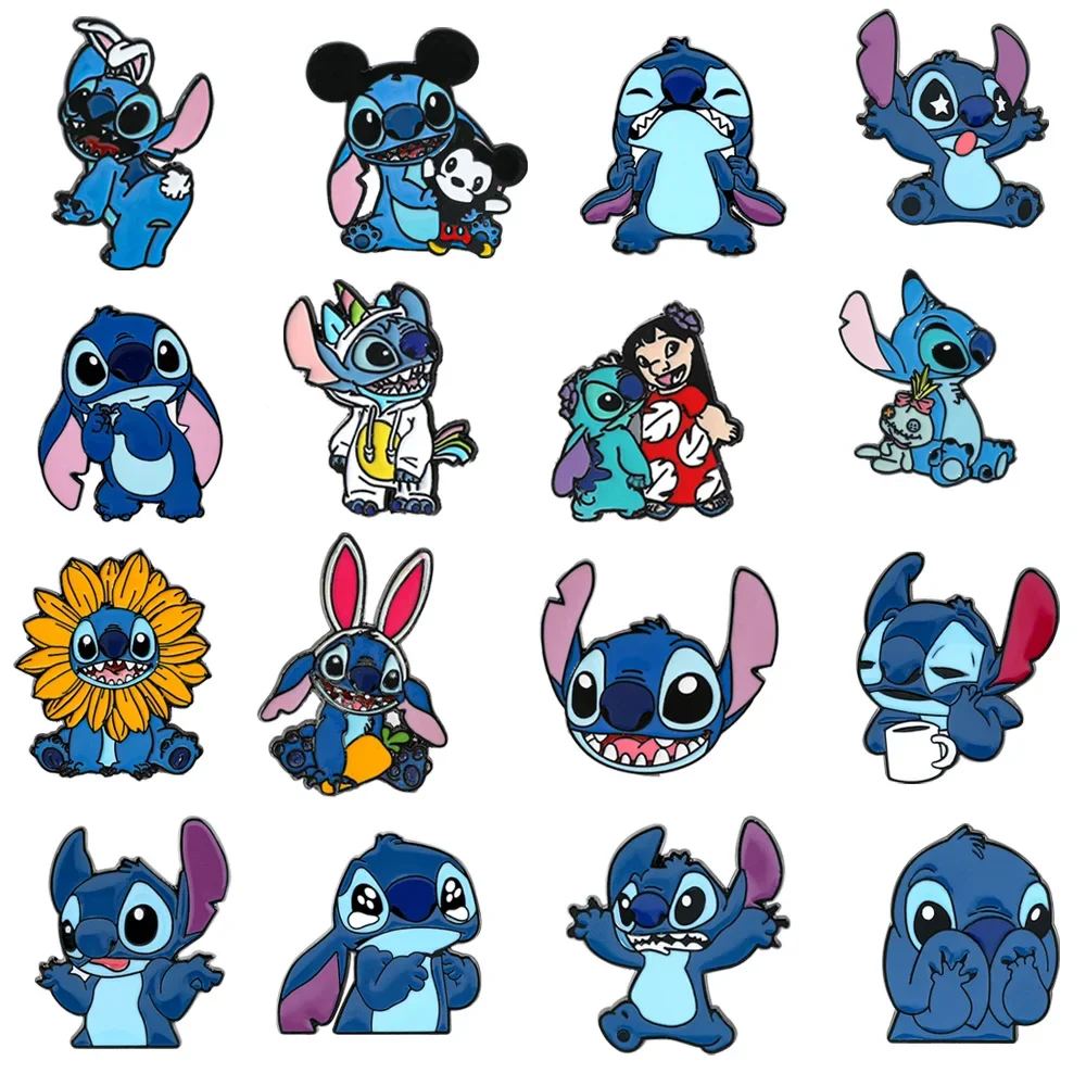 8/16 Uds. Broche familiar de Anime Lilo & Stitch, Pin esmaltado creativo Lilo Pelekai, insignia de Metal, joyería, mochila, accesorios de ropa