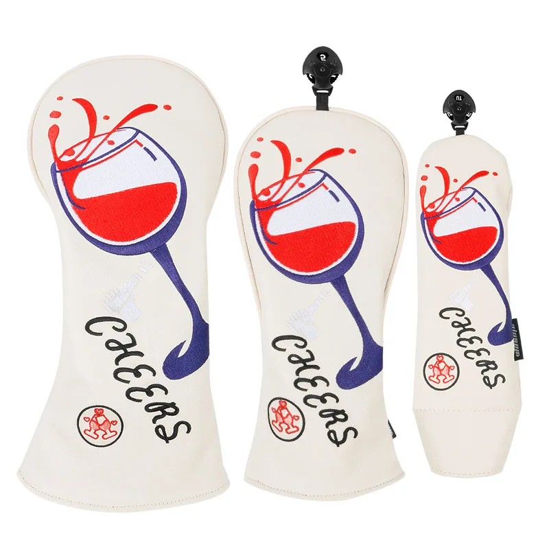 Wine glass Golf Club Head Covers Waterproof Wooden For Driver Fairway Woods Irons set Personalised Cartoon Golf Accessories