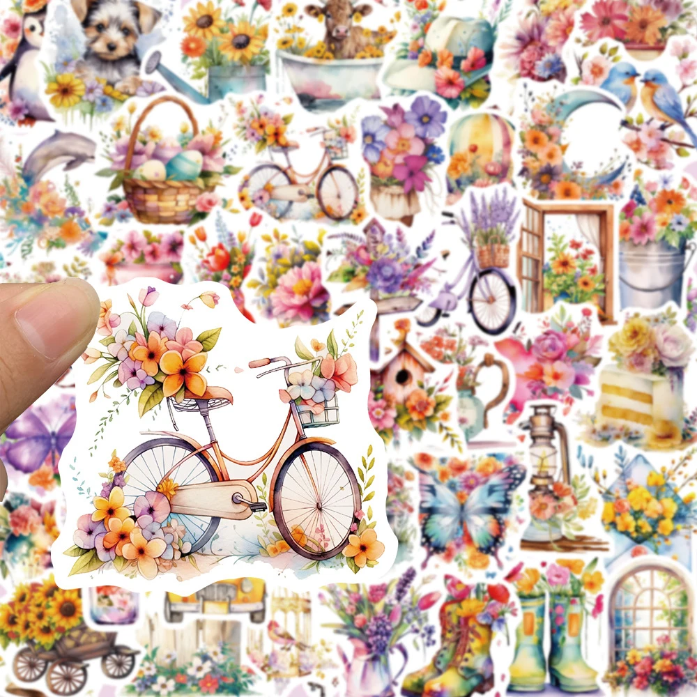 10/30/50pcs Retro Flowers World Cartoon Cute Stickers Aesthetic Graffiti Decals Laptop Notebook Phone Decoration Sticker Kid Toy