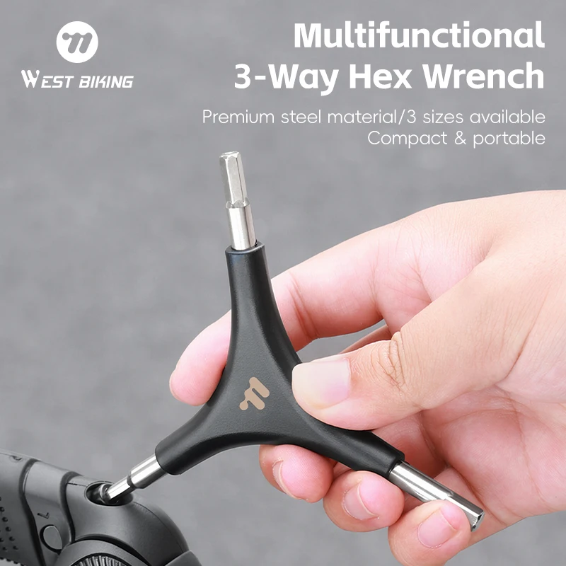 WEST BIKING 3-In-1 Multifunctional Hex Wrench Bicycle Repair Y-shaped Wrench Portable Cycling Maintenance Tool Bike Accessories