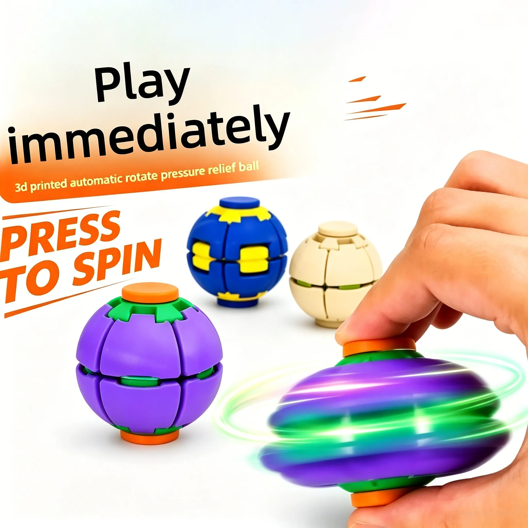 New Creative Stress Relief Finger Toy - Press to Transform and Spin Fidget Gyro - Anxiety Relief Sensory Novelty Gift