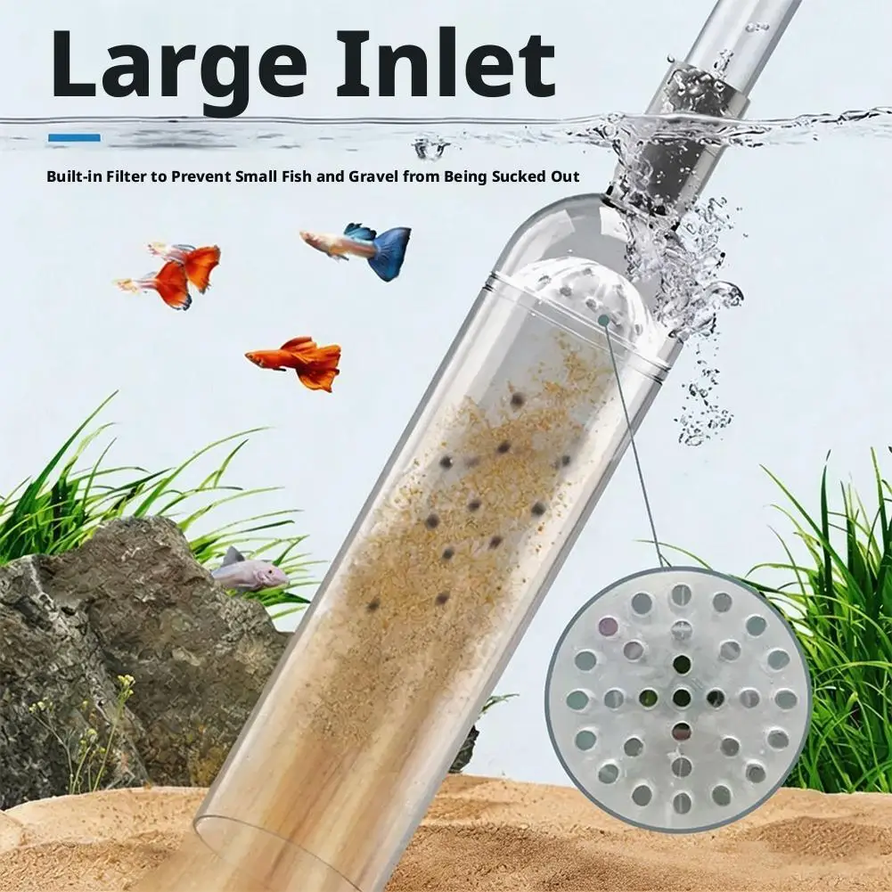 Aquarium-Wasserwechslerpumpe mit Fäkalienabsaugung, Sandwaschmaschine, Abwassersiphon und Reinigungswerkzeug für Aquarien – Detail 7