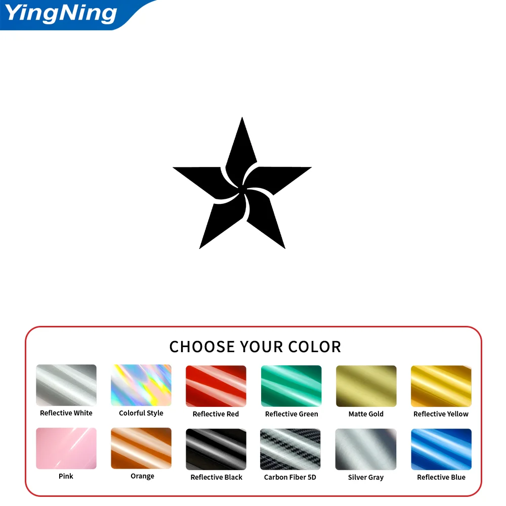 Spiral Star Reflective Car Sticker Twisted Five Point Star Vinyl Decal Car Window Bumper Laptop Self Adhesive Geometric Decor