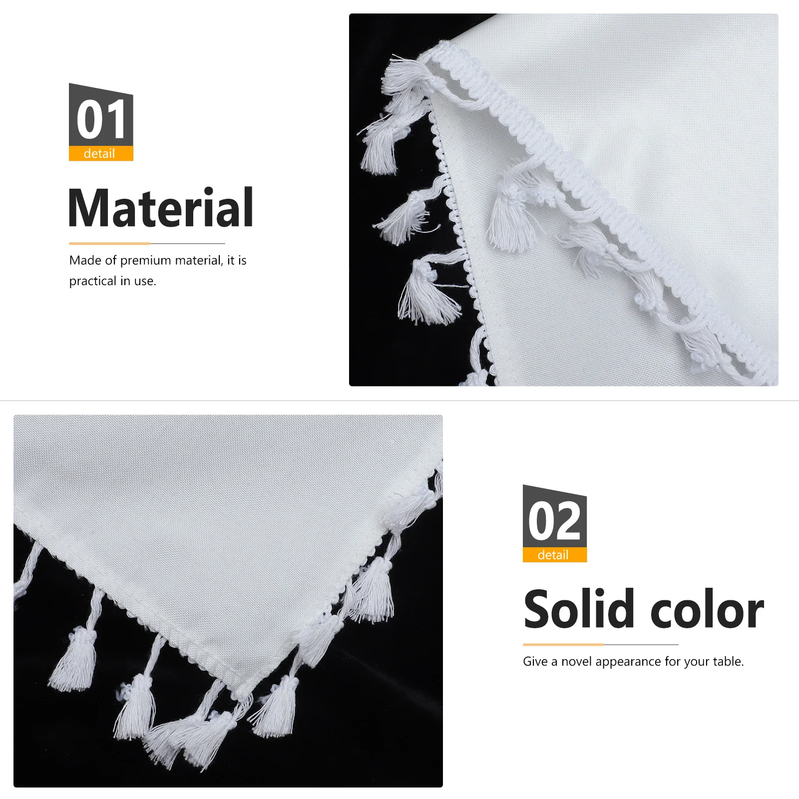 

Waterproof Solid Color Tablecloth Polyester Rectangle Macrame Trim Washable Decorative Table Cover Picnic Buffet Party