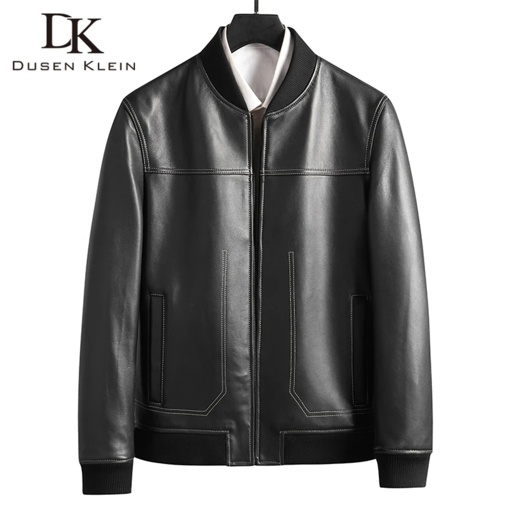 Genuine Men Leather Real Sheepskin s Casual Black Pockets Autumn New Jacket for Man 20806