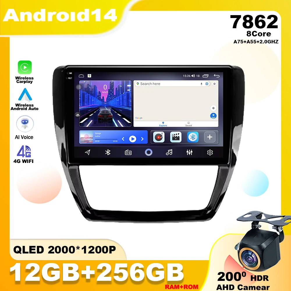 

Android 14 For For Volkswagen Jetta 6 2011 - 2018 Car Radio Multimedia Player Stereo Navigation GPS Carplay QLED Screen 4G LET