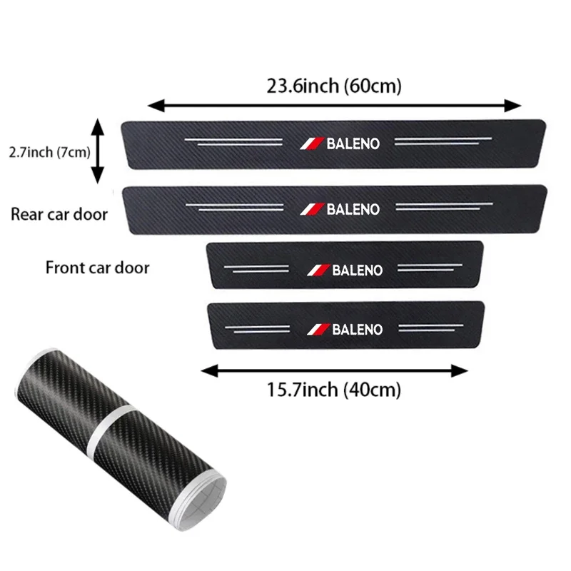 4PCS Car Door Sill Protector Carbon Fiber Threshold Anti-Scratch Stickers for Suzuki Baleno 2022 2021 2019 2018 2017 Accessories