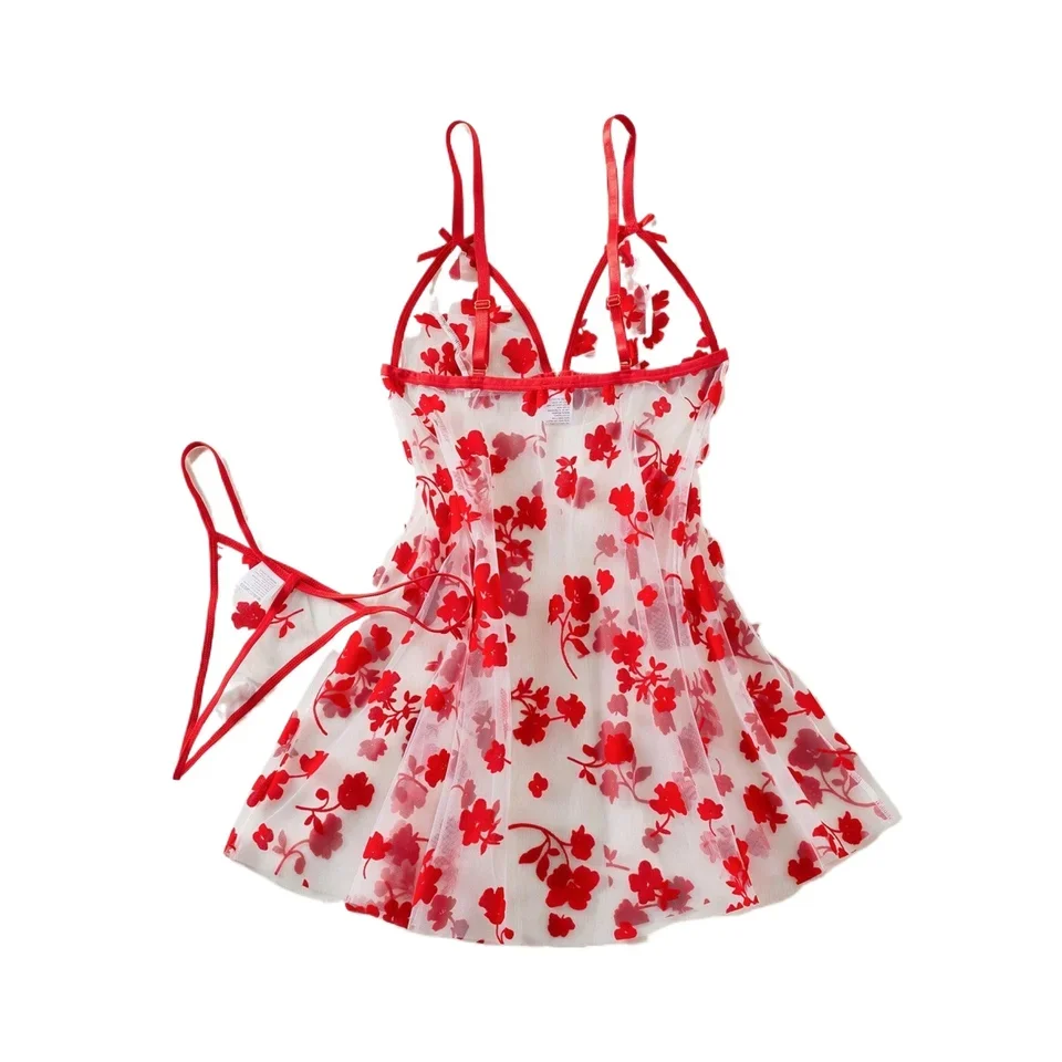 Womens Sexy Erotic Lace Lingerie Nightwear Sensual Strap Nightdress Slip Sleepwear Alluring Temptation Charming Erotic Set