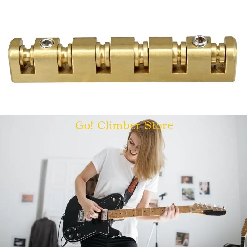 Q84C Adjustable Brass Guitar Nut 6 String Electric Guitar Replacement with Key and Base Plate for Enhanced Tuning Stability