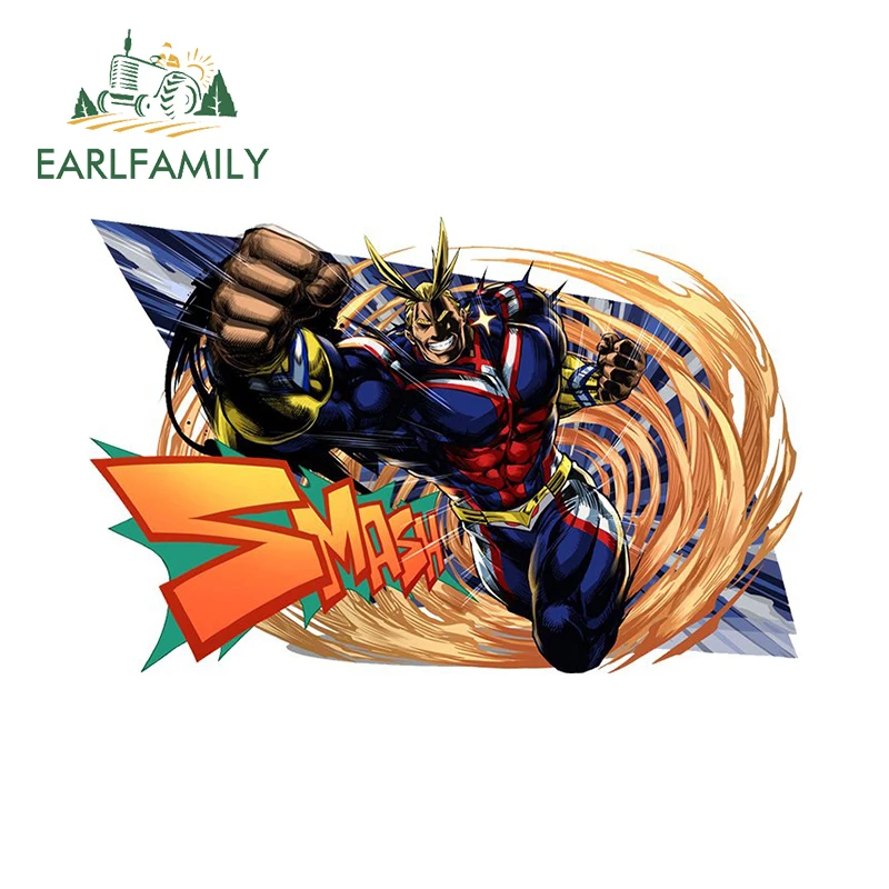 EARLFAMILY Attractive All Might Battle Scenes Car Stickers Popular Anime Man Rearview Mirror Decals Suitable For Smooth Surfaces