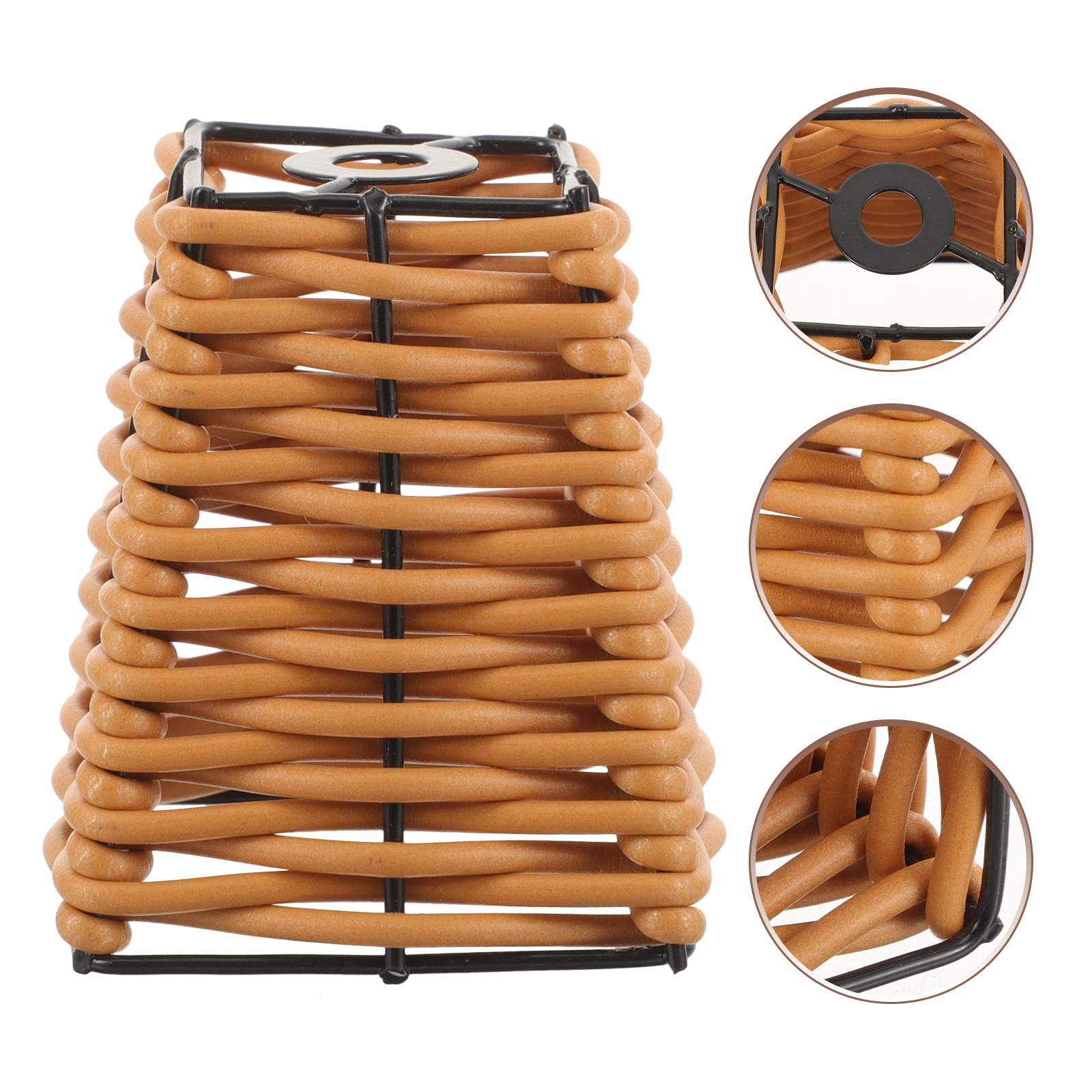 غطاء المصباح المنسوج غطاء قلادة الروطان لضوء السقف ديكور ريفي نمط استبدال حامي الغبار المنزلية المنسوجة