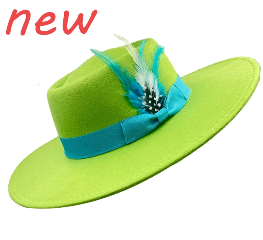 

Concave Top Fedora Hat 2024 New Bow Web Feather Accessories Men Women Hat Panama sombrero шляпа женская