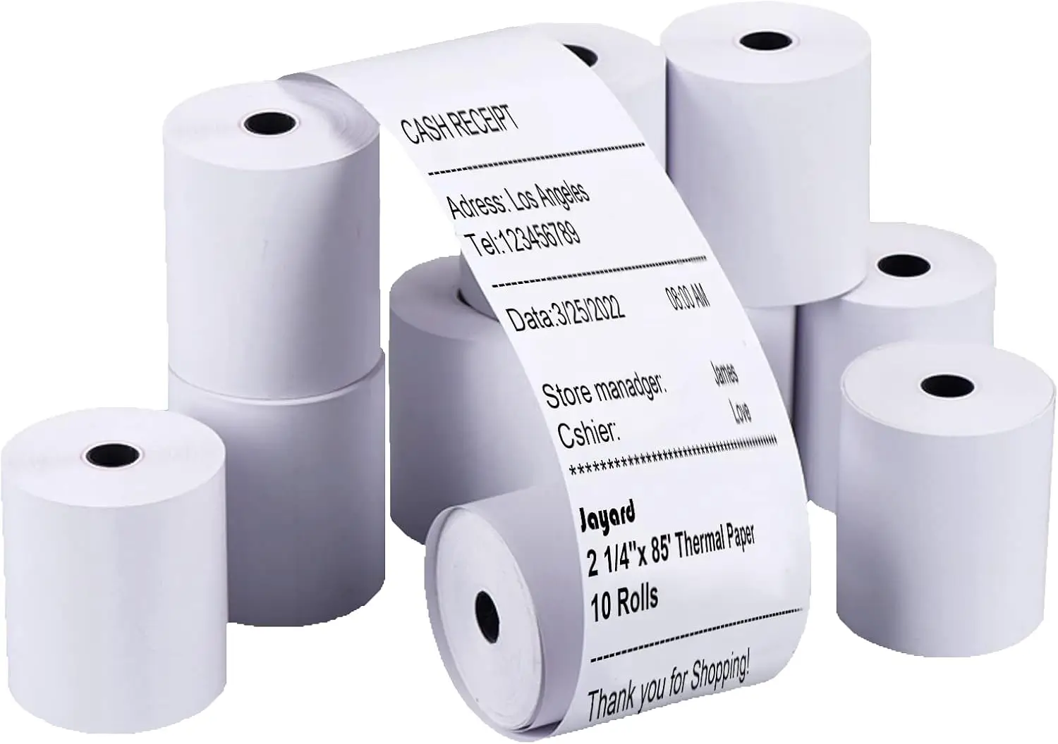 

2.25" x 85 ft Thermal Paper Rolls for Credit Card Machines, Premium Register Tape (10 Rolls)