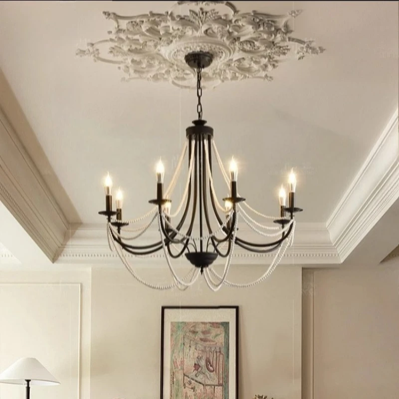 الأوروبي الأسود الفولاذ المقاوم للصدأ الثريات الدمعة شكل كريستال قلادة ضوء غرفة المعيشة دراسة غرفة نوم فندق LED مصباح معلق #4