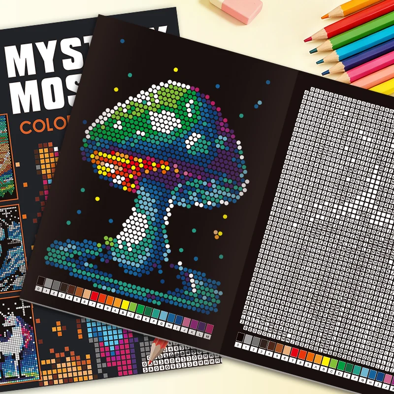 

Книга-раскраска Mystery Mosaics Color by Number: 32 страницы увлекательного пиксель-арта для снятия стресса