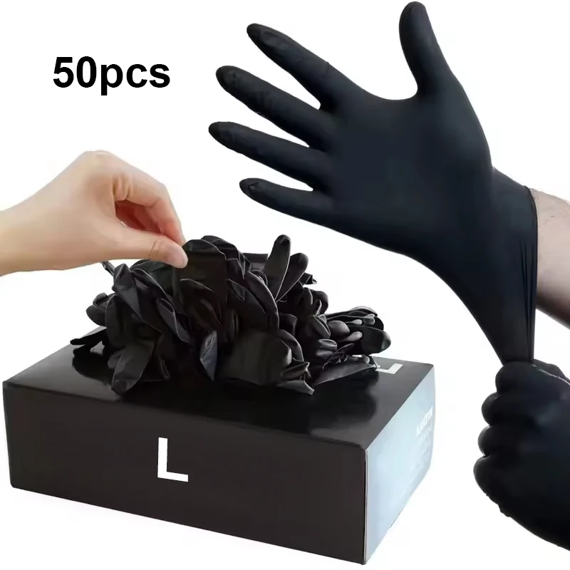 50PCS S/M/L/XL Thicken Nitrile Gloves One-Time Use Latex-Free Glove For Gardening Kitchen Household Cleaning Tattoo Painting