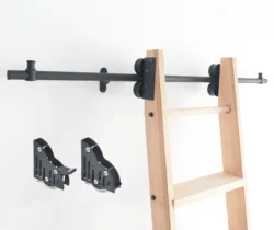 DIYHD 6.6FT Sliding Library Hardware Rolling Full Set Track Kit(No Ladder),Floor Roller with Brake
