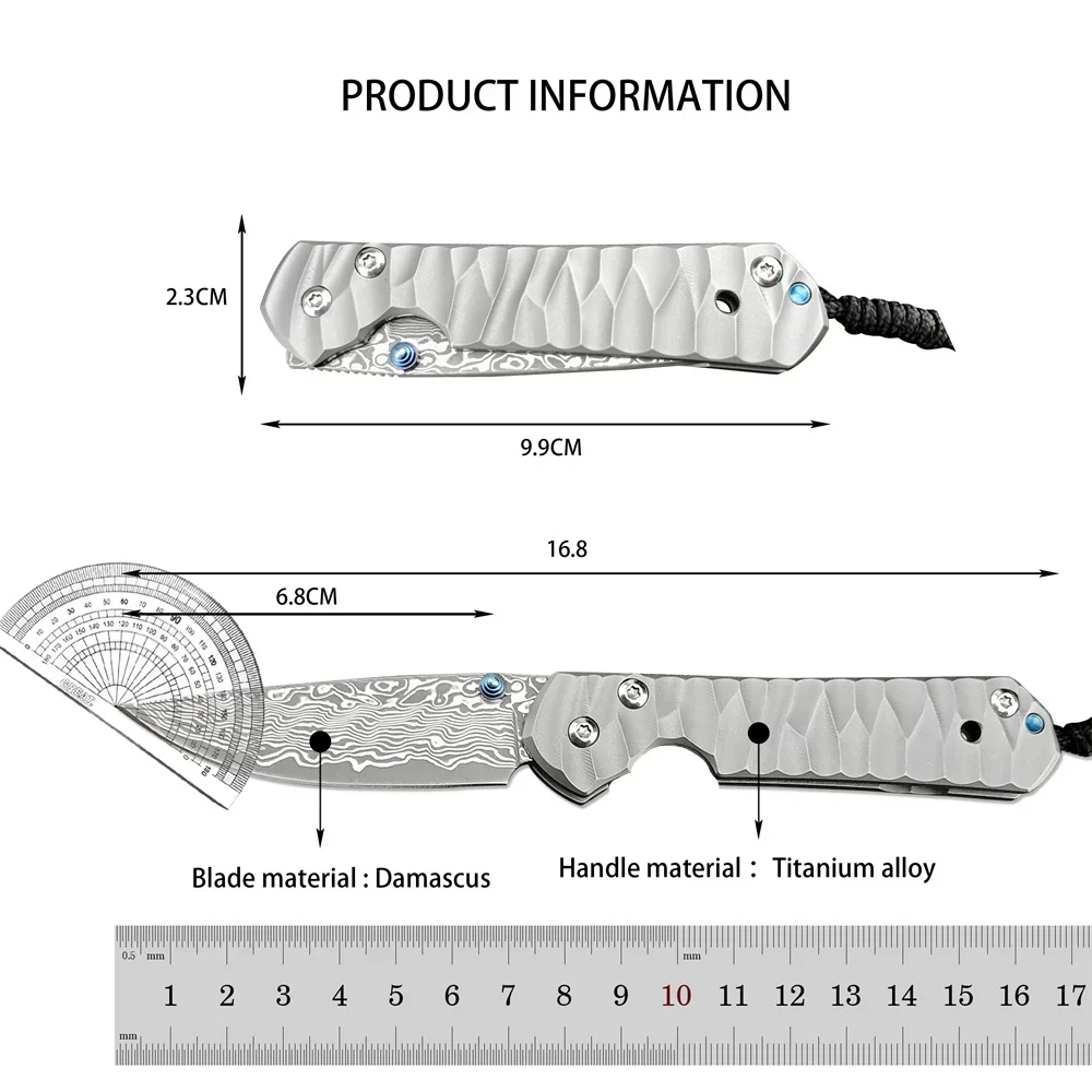 Chris Reeve folding Knife Outdoor Camping Hunting Tactical Pocket EDC pocket knife titanium alloy handle Damascus steel blade