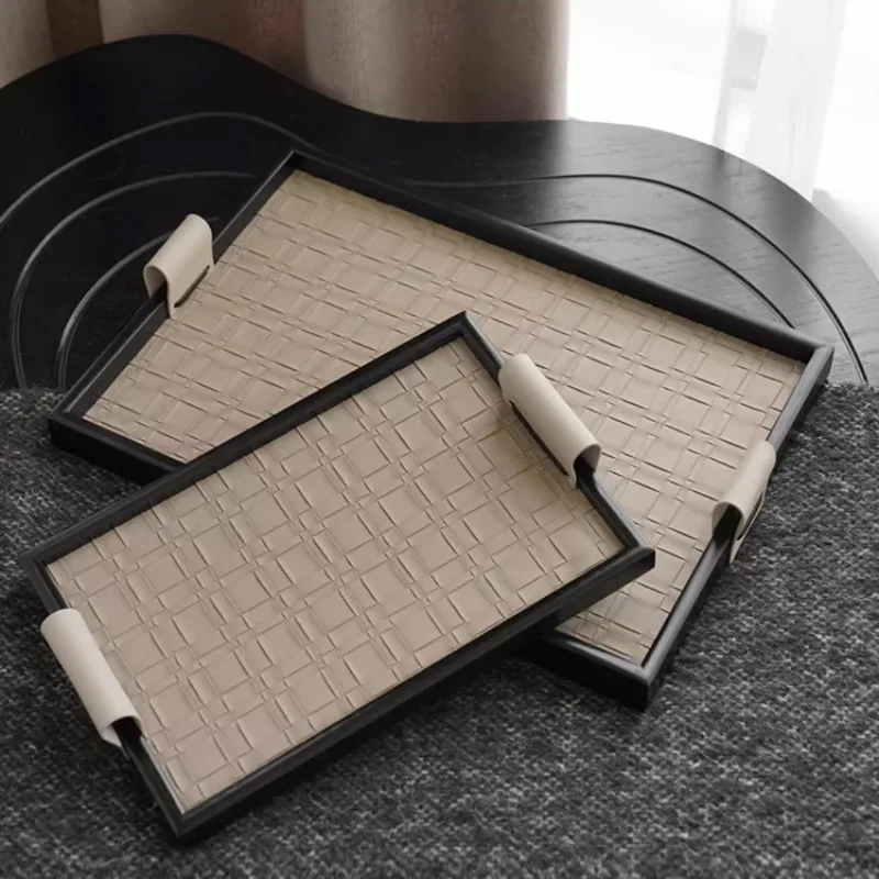 

Modern simple style leather aromatherapy tray, high-end storage tray, living room coffee table desktop soft decoration