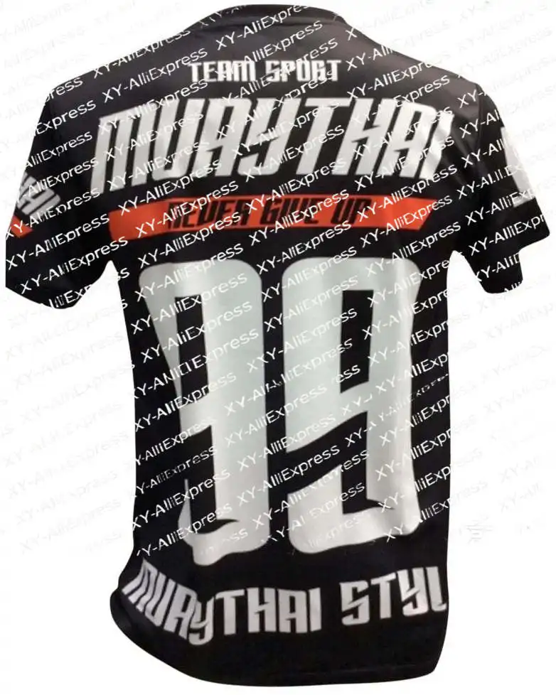 Muay Thai Sport Poster Jersey. Dark Textured Sport Base, Big Number 99 Print & Team Slogan, Tough Authentic Sport Texture.