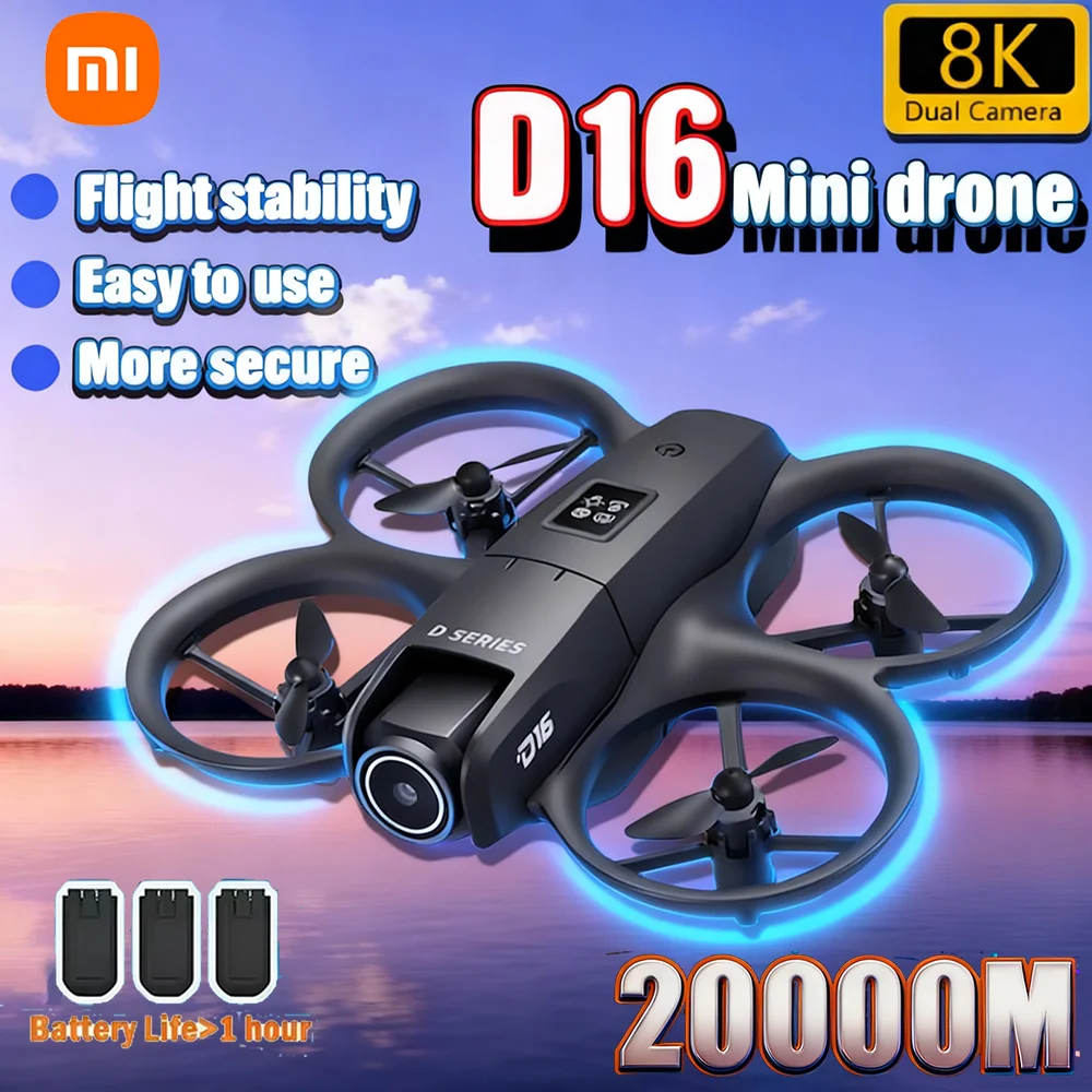 Дрон Xiaomi D16, HD с двойной камерой, 8K, профессиональная антенна 3, аккумулятор, бесщеточный двигатель, оптический поток, GPS-позиционирование, предотвращение, дрон, новый