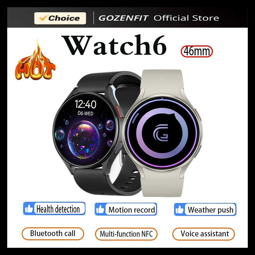 Watch 6 Pro For Samsung Galaxy Custom Dial Voice Calling Smart Watch Men Health Fitness Tracker IP67 Waterproof Smartwatch Women