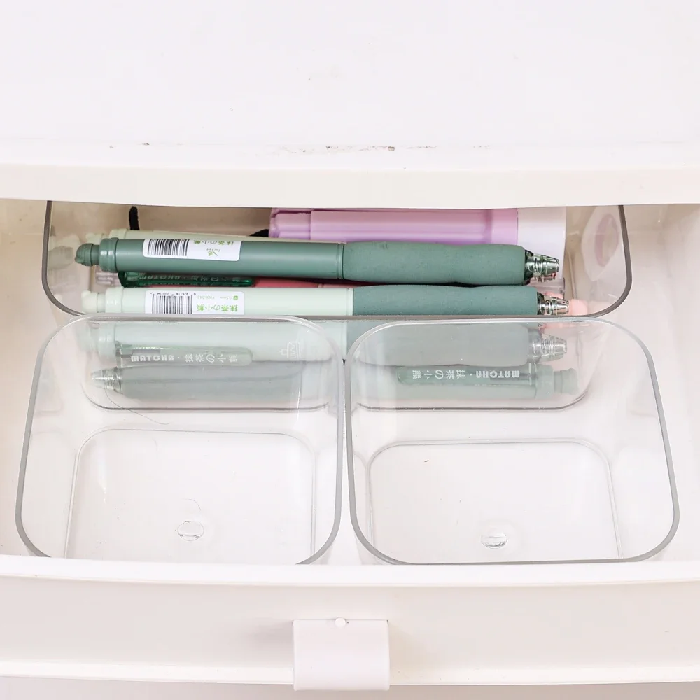 Multiple Sizes Transparent Storage Box Large Capacity Cosmetic Organizer Desktop Jewelry Stationery Makeup Drawer Container