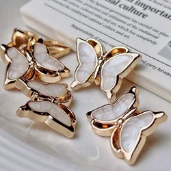 5pcs Creative Butterfly Buttons Beautiful Gold Color Metal Butterfly Shank Buttons Woman Garment Accessories