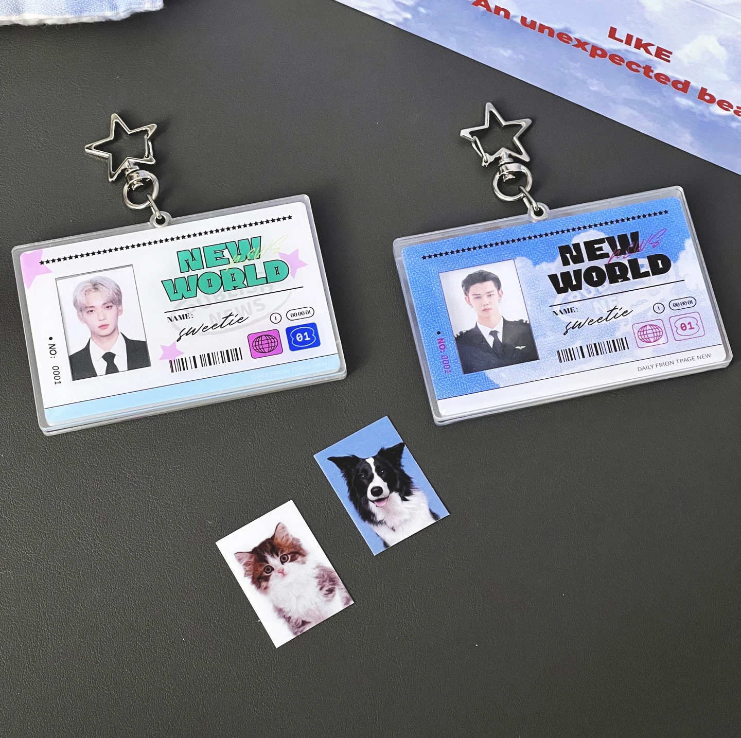 Transparent ID Acrylic Card Holder 1 inch Photo Cover Pendant Keychain Mini Star Photocard Frame Protective Sleeve Decoration